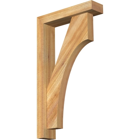 Ekena Millwork Westlake Block Rough Sawn Bracket w/ Offset Brace, Western Red Cedar, 4"W x 16"D x 28"H BKT0402X16X28WTL05RWR